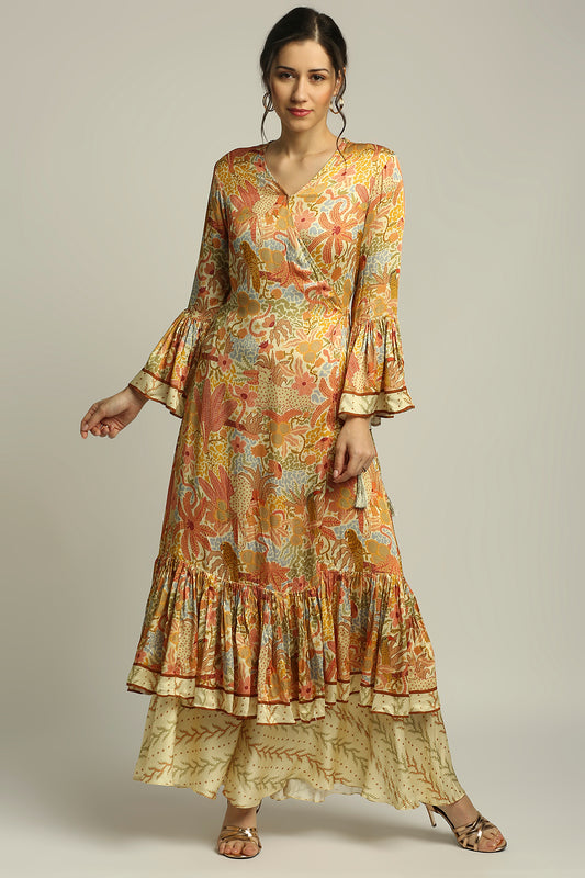 FOREST GROOVE PRINTED OVERLAP KURTA WITH PANT