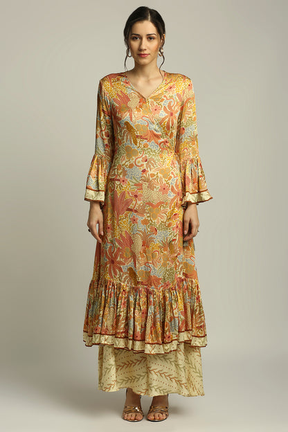 FOREST GROOVE PRINTED OVERLAP KURTA WITH PANT