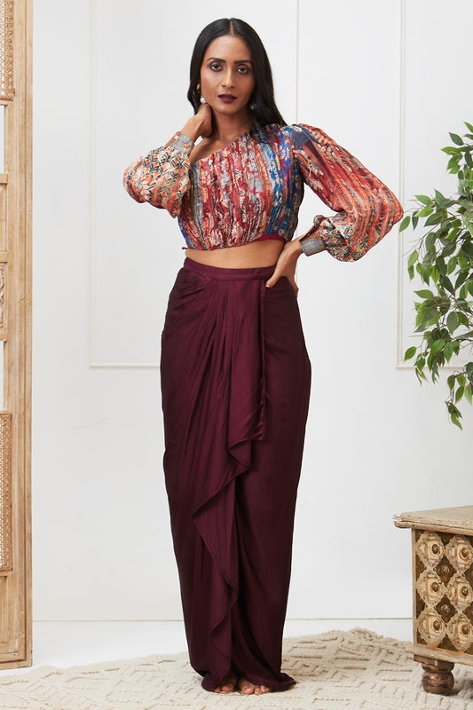 ADAH PRINTED DRAPE SKIRT SET