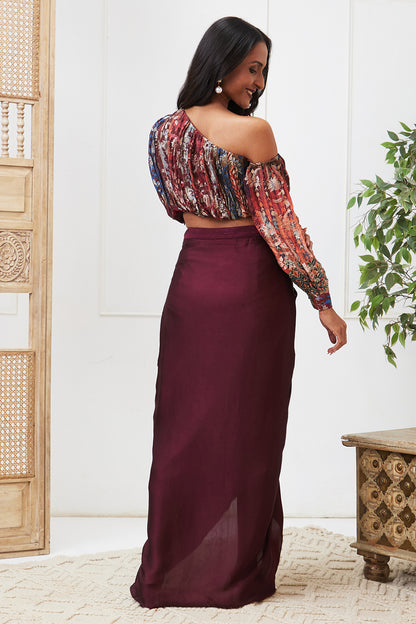 ADAH PRINTED DRAPE SKIRT SET