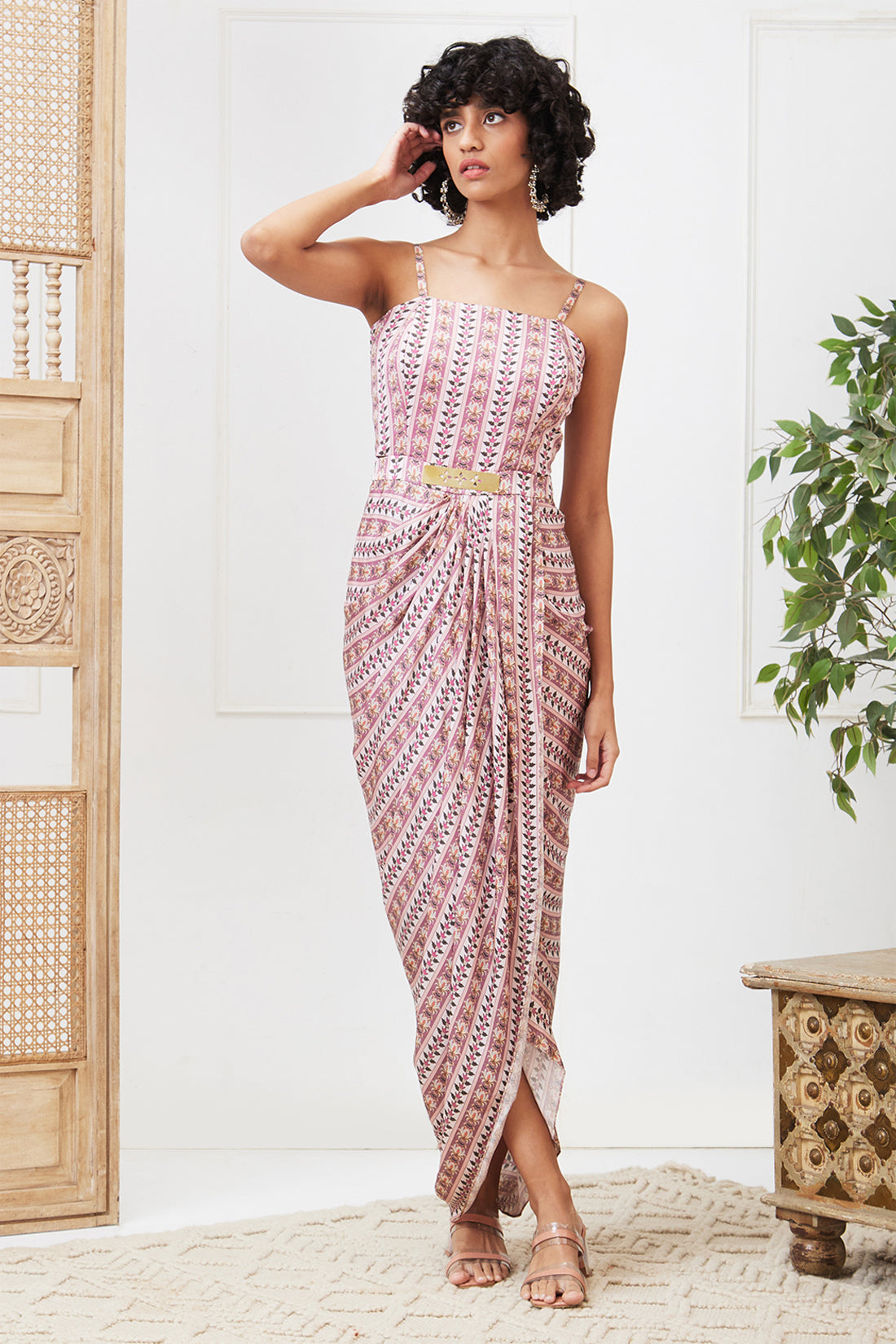 TABRIZ EMBELLISHED DRAPE DRESS SET