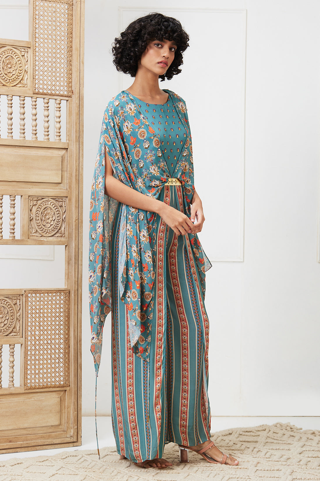 TABRIZ EMBROIDERED JUMPSUIT WITH BELT