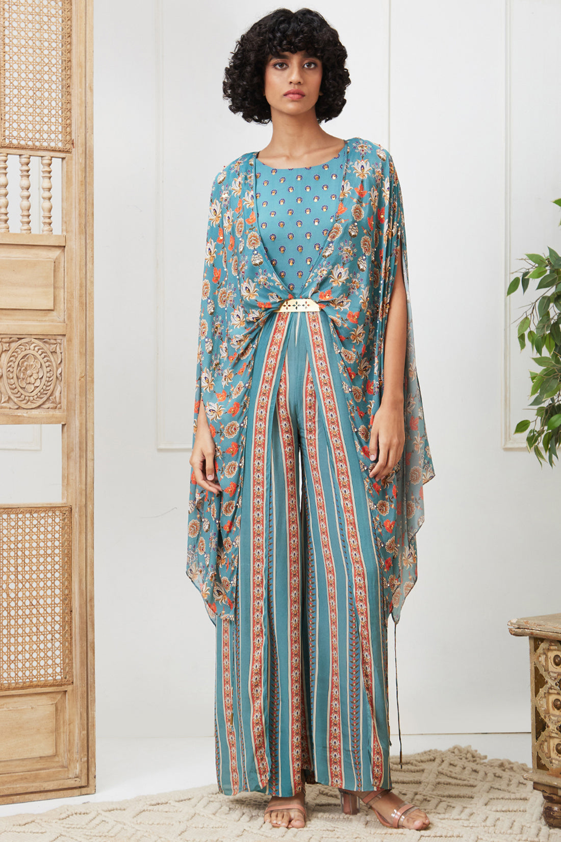 TABRIZ EMBROIDERED JUMPSUIT WITH BELT