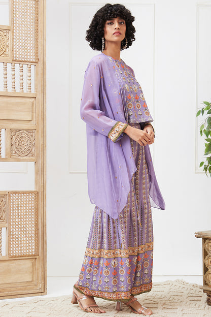 TABRIZ EMBROIDERED PLEATED PANT SET WITH JACKET