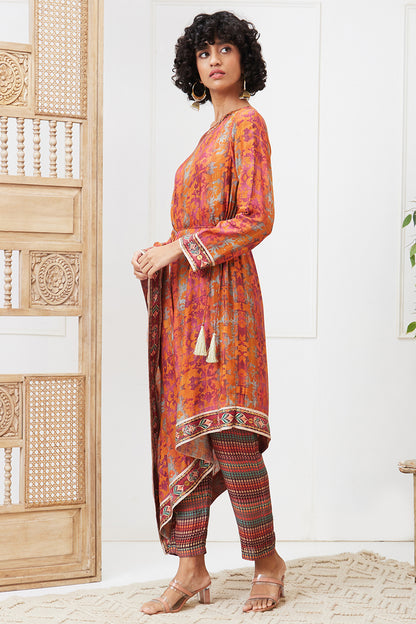 ADAH PRINTED ASYMMETRIC KURTA SET