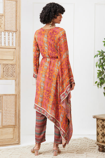 ADAH PRINTED ASYMMETRIC KURTA SET