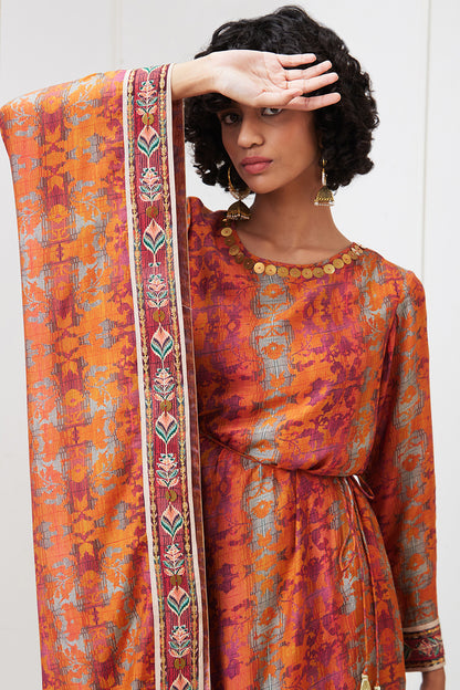 ADAH PRINTED ASYMMETRIC KURTA SET