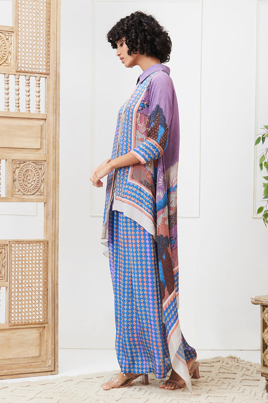 BENAZIR PRINTED HIGH-LOW SHIRT WITH PANT