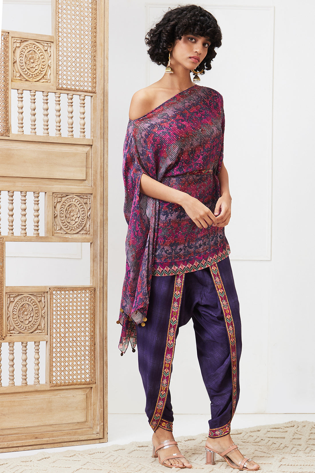 ADAH SEQUIN PRINTED DHOTI SET