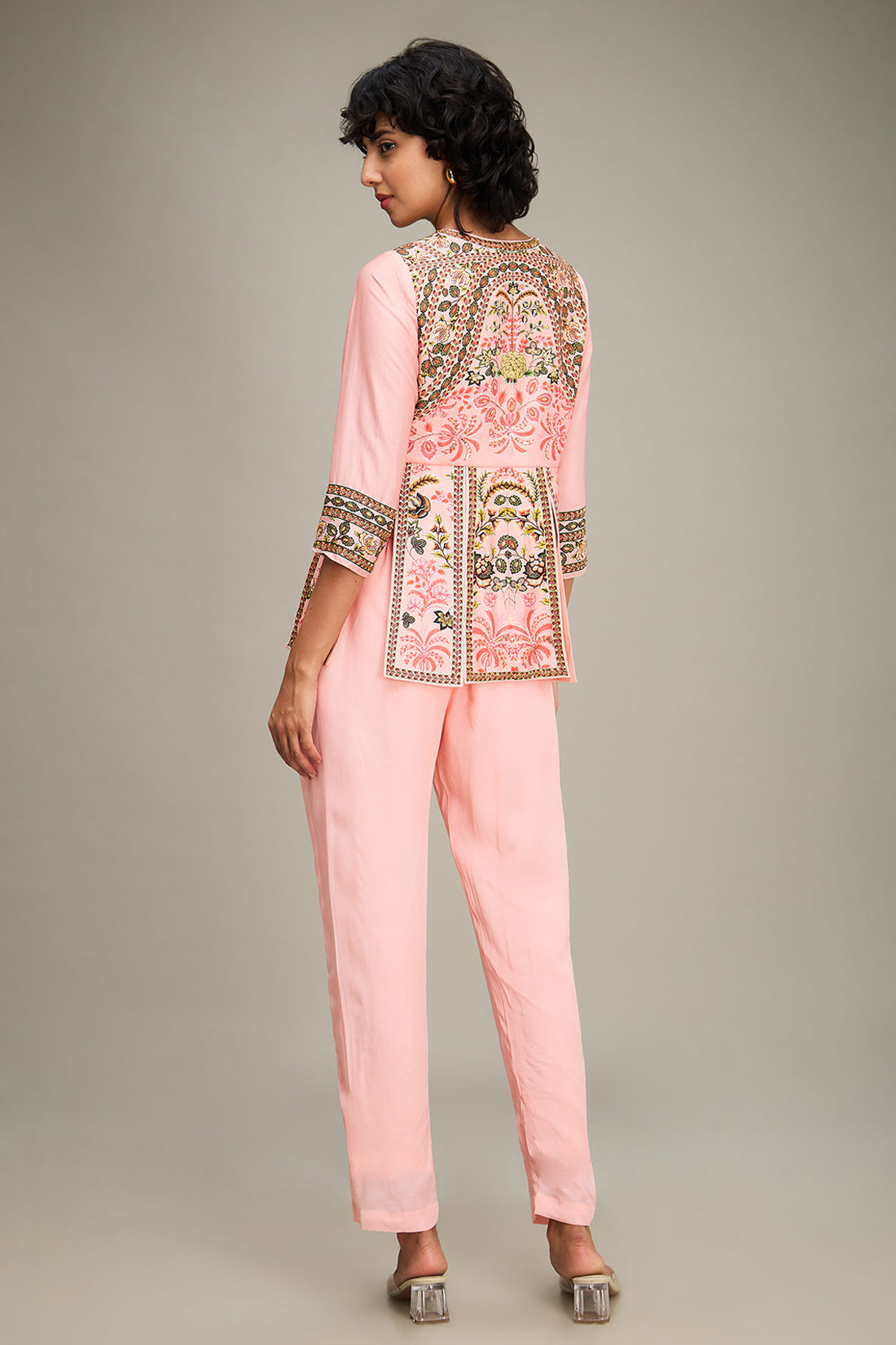 MEHR EMBROIDERED PEPLUM TOP WITH PANTS