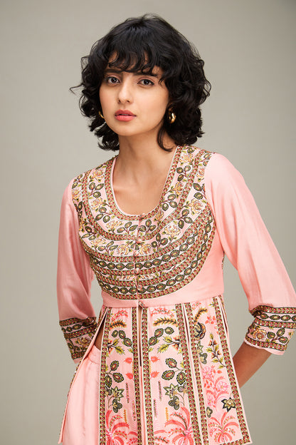 MEHR EMBROIDERED PEPLUM TOP WITH PANTS