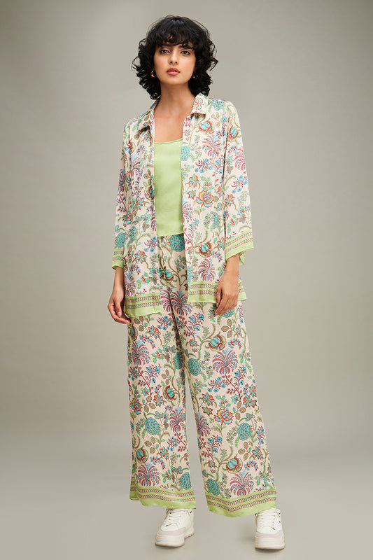 MEHR PRINTED CO ORD SET WITH JACKET