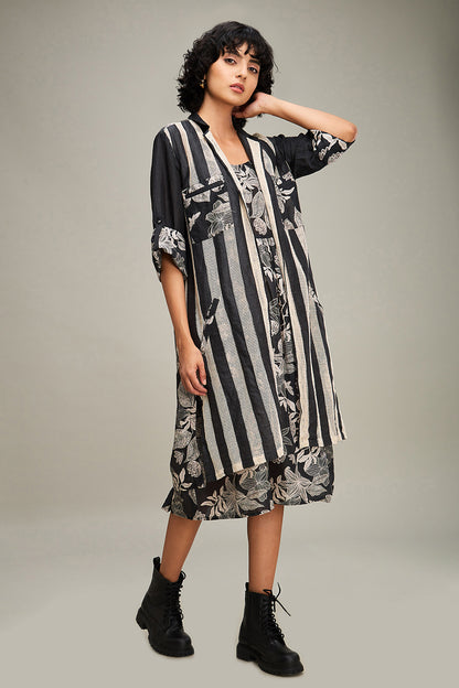 AHYANA PRINTED LONG DRESS AND JACKET