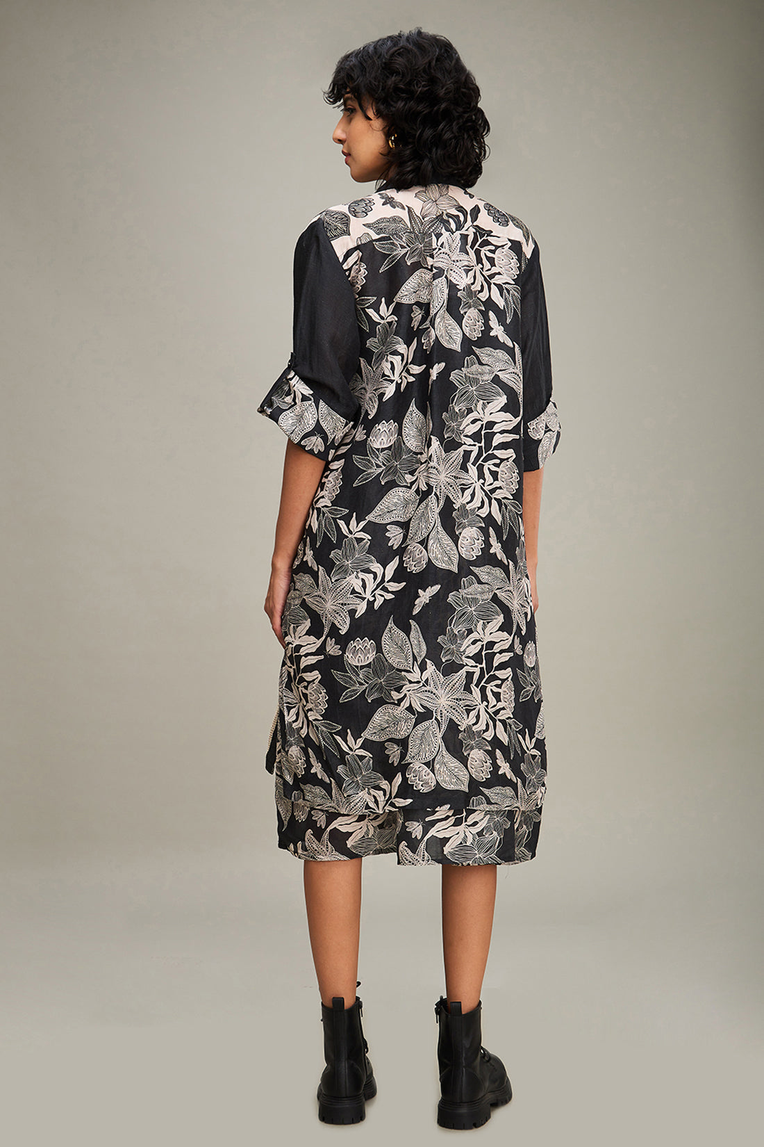 AHYANA PRINTED LONG DRESS AND JACKET