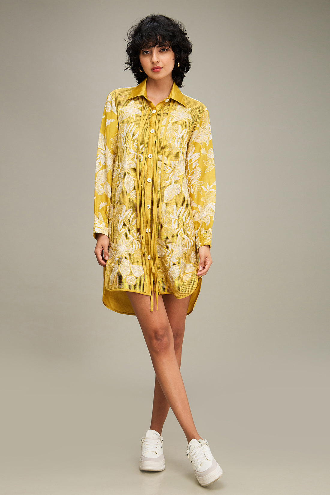 AHYANA APPLIQUE SHIRT DRESS