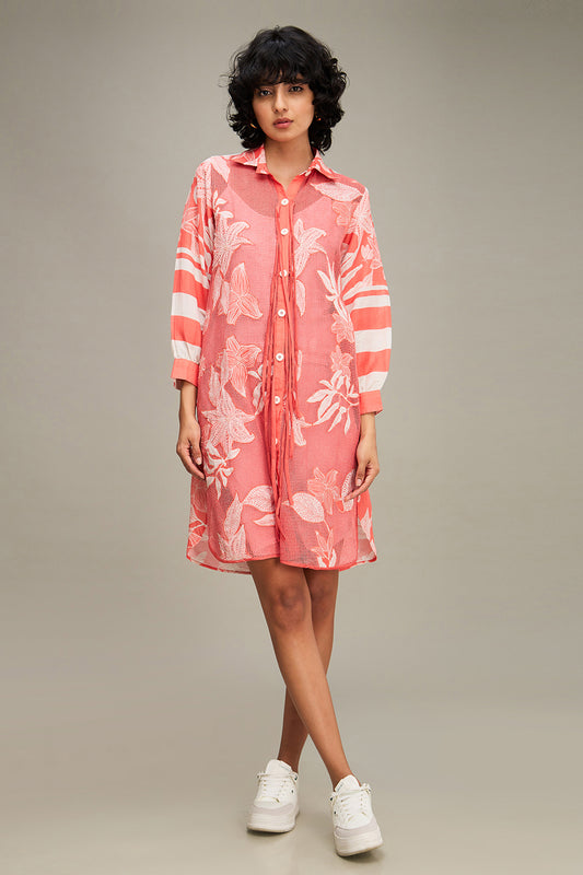 AHYANA APPLIQUE SHIRT DRESS