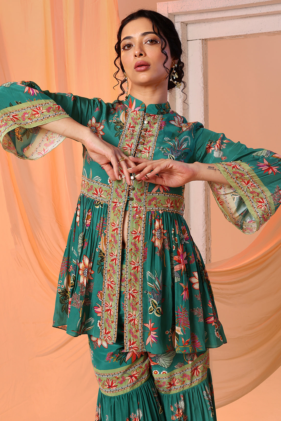 AARANI EMBROIDERED SHARARA SET