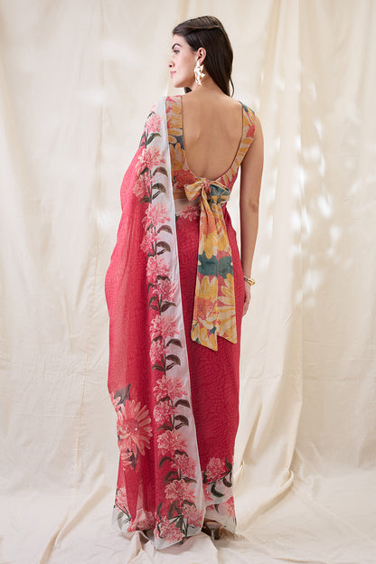RAVYA EMBELLISHED PRE-STITCHED SAREE SET