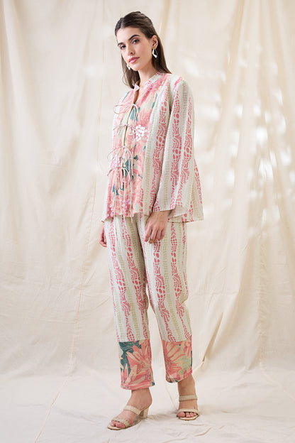 RAVYA EMBELLISHED FRON TIE-UPS CO-ORD SET