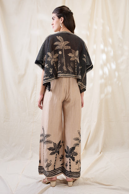 NOORANI PRINTED JUMPSUIT WITH EMBROIDERED JACKET