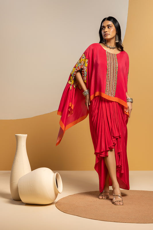 TAARANI EMBELLISHED  DRAPE SKIRT  SET