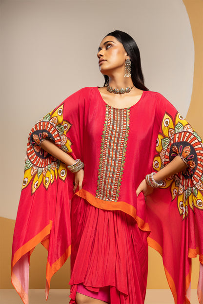 TAARANI EMBELLISHED  DRAPE SKIRT  SET