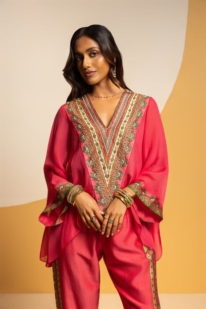 TAARANI EMBELLISHED V-NECK CO-ORD  SET