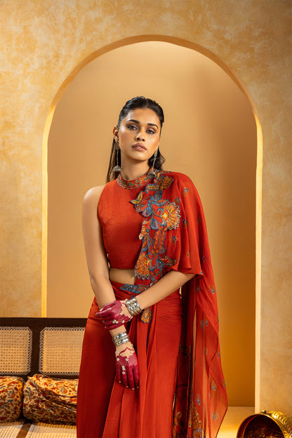 RANGTARA APPLIQUED PRE-STITCHED SAREE