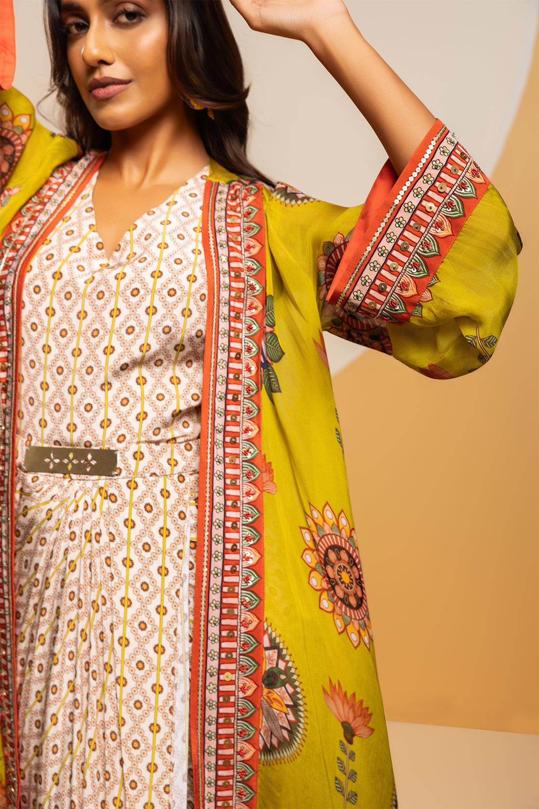 TAARANI EMBELLISHED  DRAPE DRESS SET