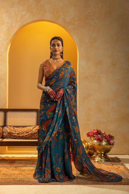 RANGTARA EMBELLISHED PRE-STITCHED SAREE