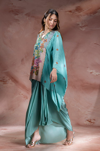 KAIA EMBELLISHED DRAPE SKIRT SET