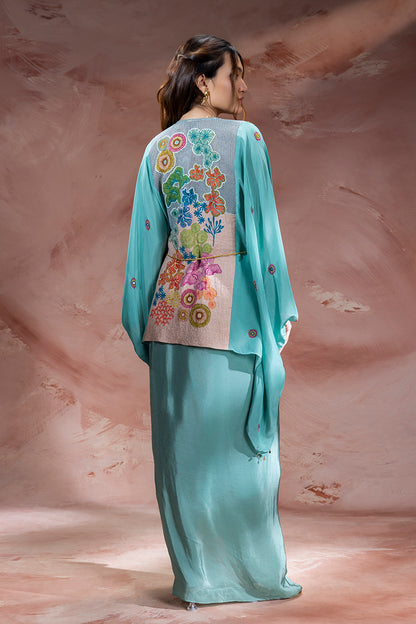 KAIA EMBELLISHED DRAPE SKIRT SET