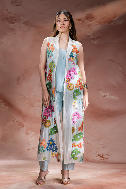KAIA EMBELLISHED PANT SET WITH JACKET