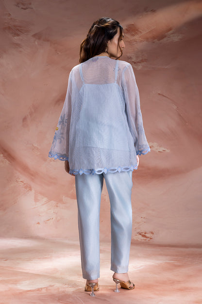 ALISA EMBROIDERED TIE-UP DETAILED TOP WITH PANTS
