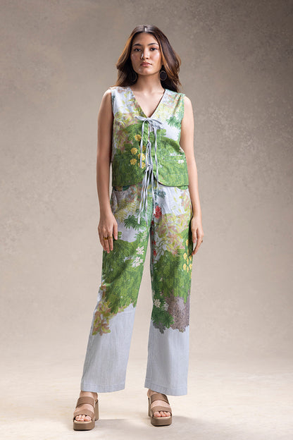 BLUME PRINTED TIE-UP TOP AND PANTS