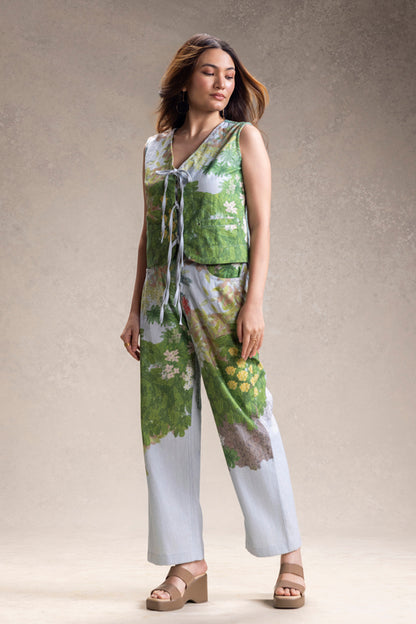 BLUME PRINTED TIE-UP TOP AND PANTS