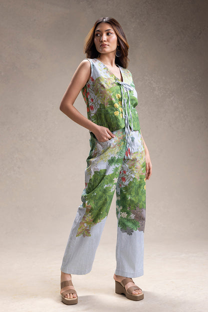BLUME PRINTED TIE-UP TOP AND PANTS
