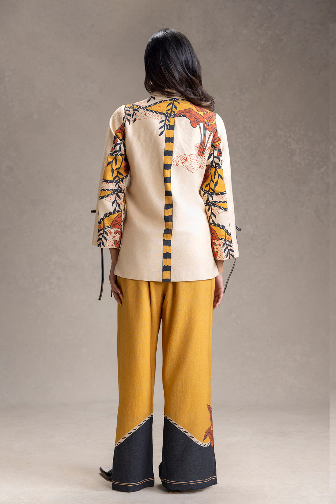 KYOMI PRINTED TIE-DETAIL SHIRT AND PANTS