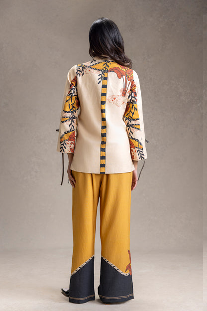 KYOMI PRINTED TIE-DETAIL SHIRT AND PANTS