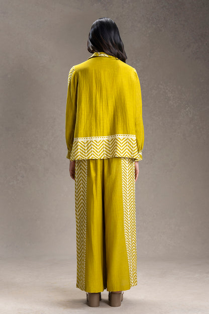 KYOMI PRINTED SLIT-DETAIL SHIRT AND PANTS