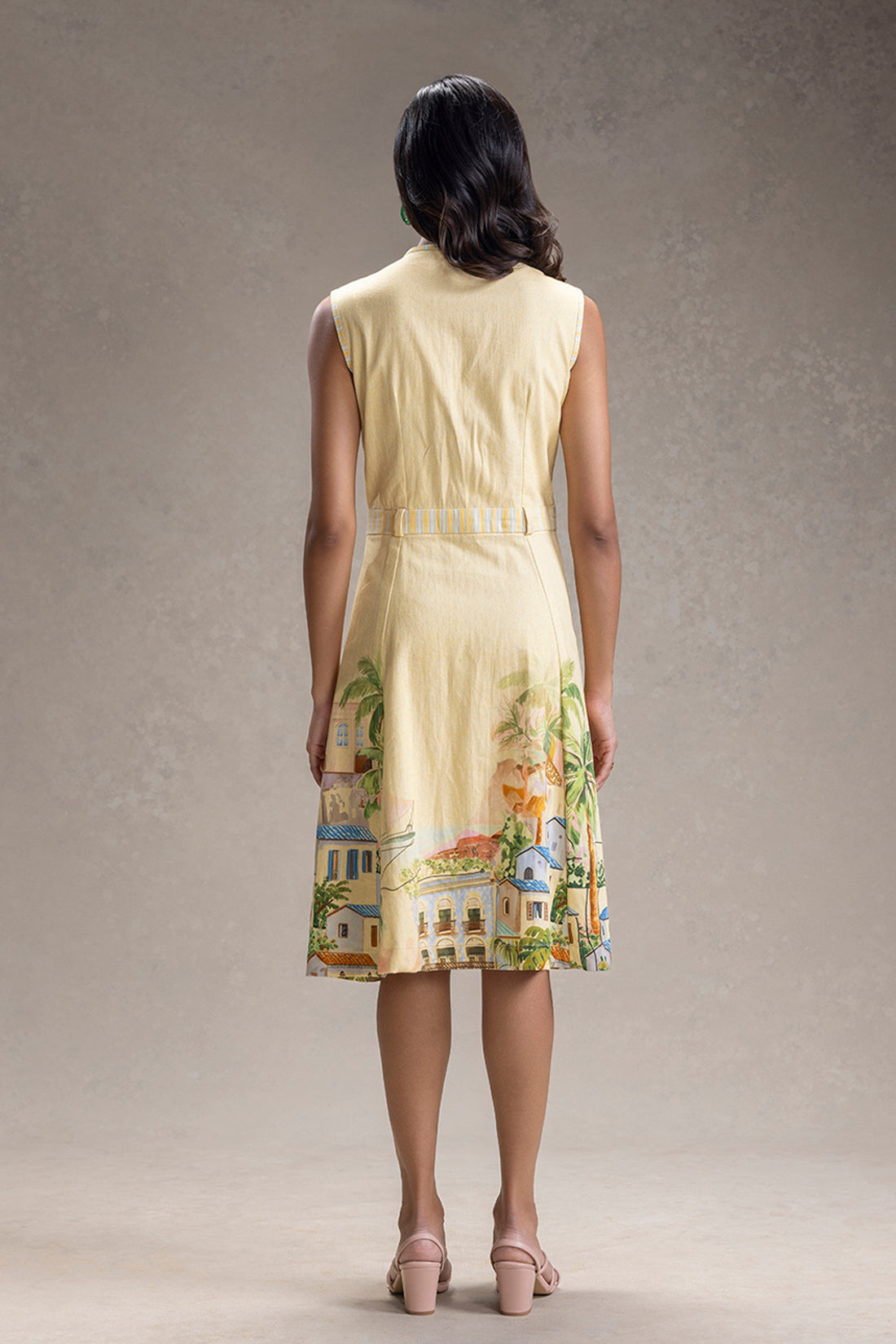 REVIERA PRINTED OVERLAP A-LINE DRESS
