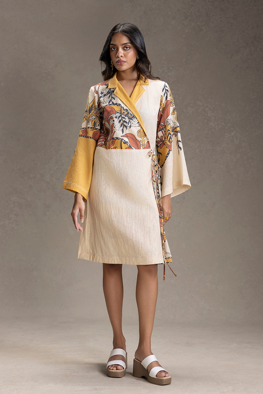 KYOMI PRINTED OVERLAP DRESS
