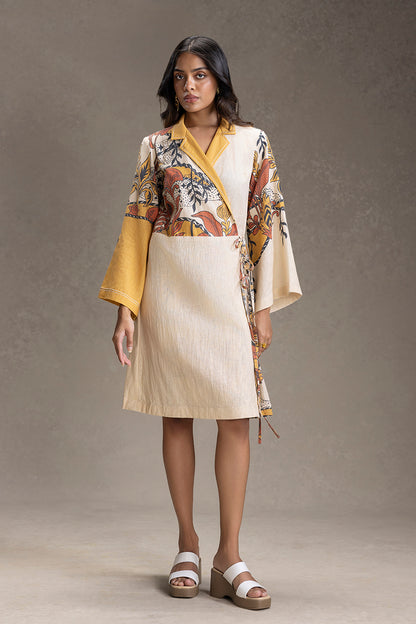 KYOMI PRINTED OVERLAP DRESS