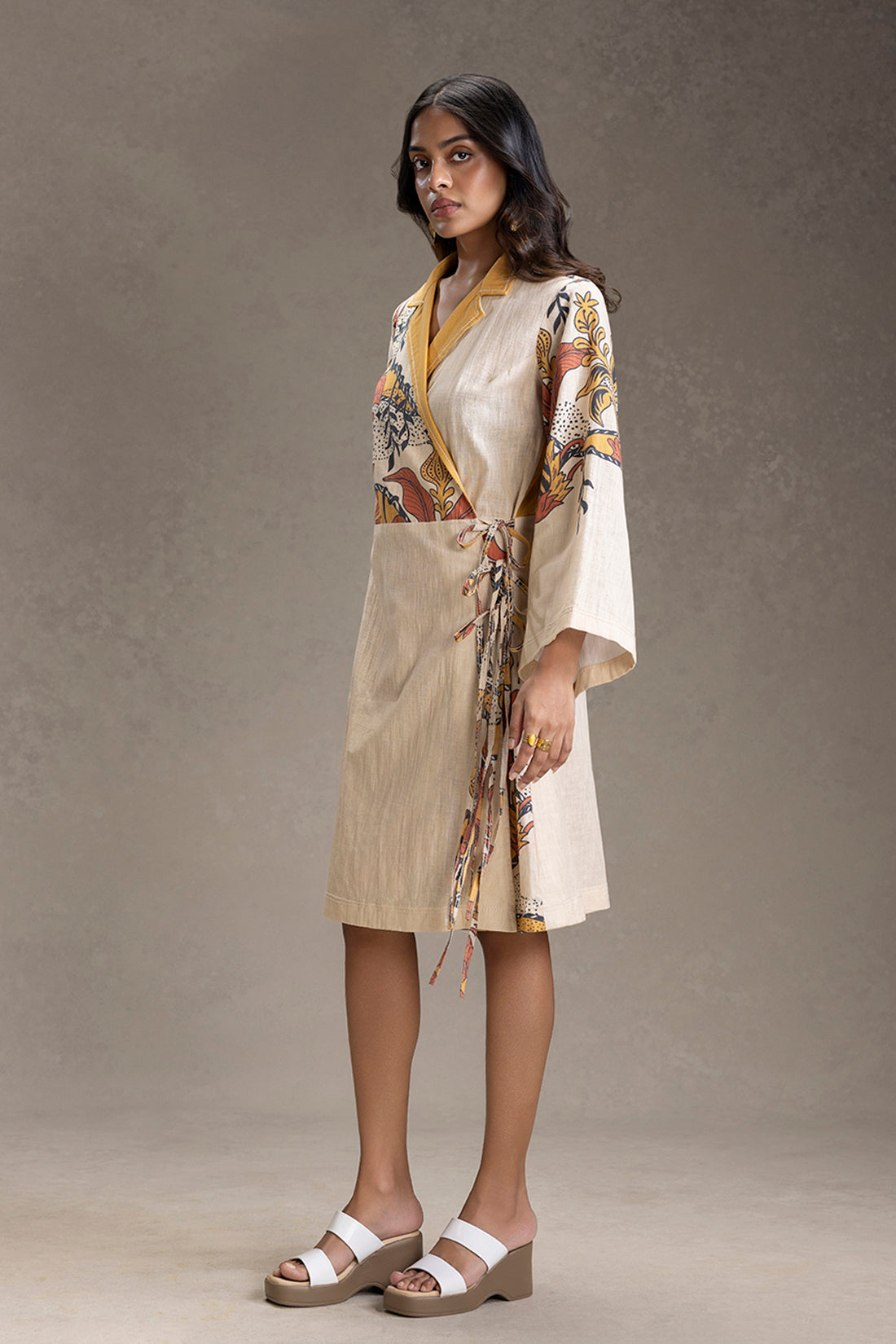 KYOMI PRINTED OVERLAP DRESS