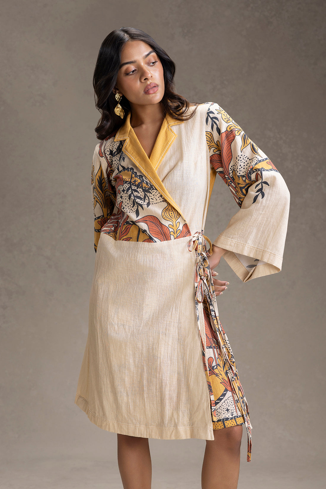 KYOMI PRINTED OVERLAP DRESS