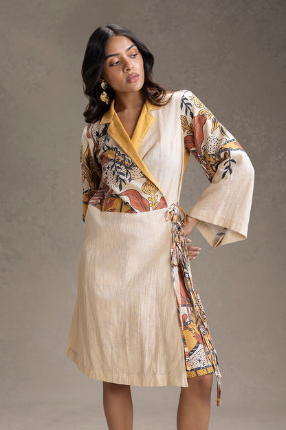 KYOMI PRINTED OVERLAP DRESS