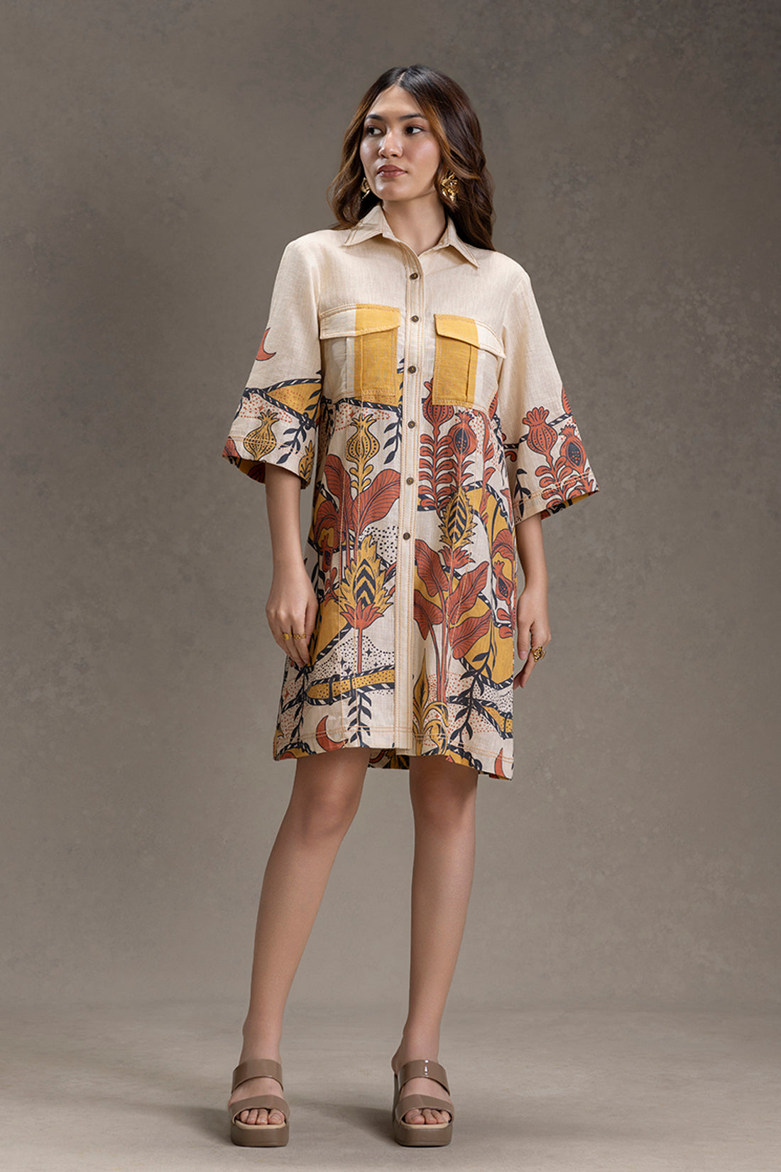 NAOMI  PRINTED BOXY SHIRT DRESS