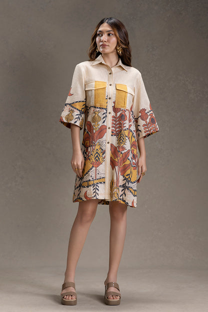 NAOMI  PRINTED BOXY SHIRT DRESS