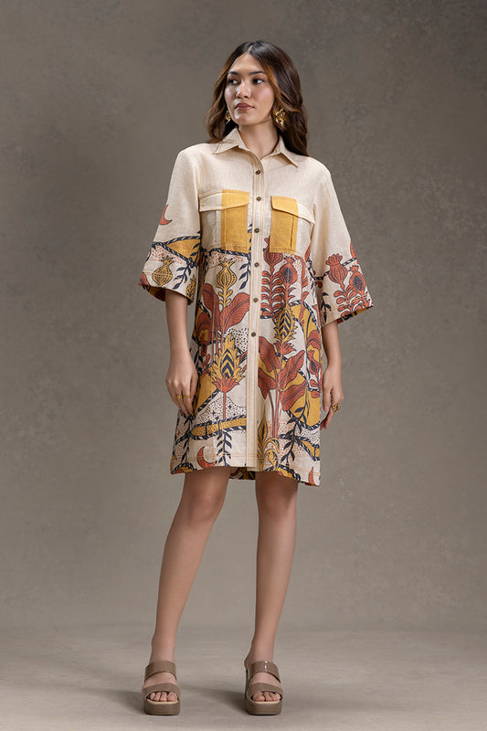 NAOMI  PRINTED BOXY SHIRT DRESS