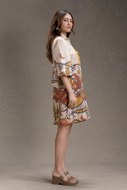 NAOMI  PRINTED BOXY SHIRT DRESS